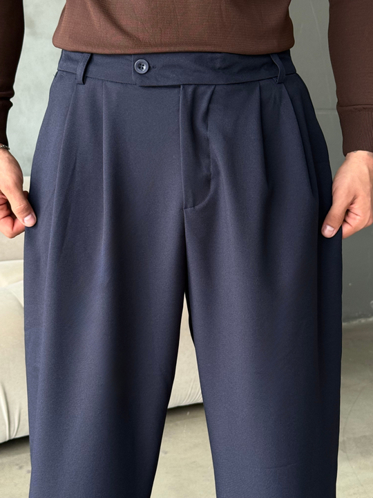 Lacivert Çift Pensli Ekstra Baggy Pantalon PLZ 27304