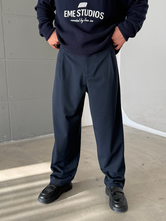 Lacivert Gramajlı Kore Kalıp Kumaş Pantalon KN4600
