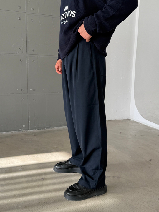Lacivert Gramajlı Kore Kalıp Kumaş Pantalon KN4600