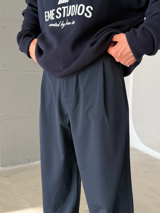 Lacivert Gramajlı Kore Kalıp Kumaş Pantalon KN4600