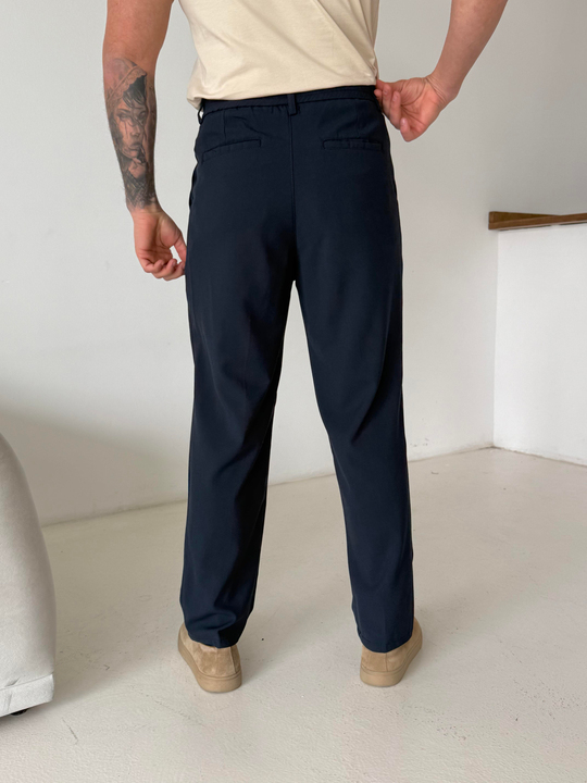 Lacivert Lastikli Bağcıklı Pamuk Bezayağı Regular Fit Kumaş Pant snz 1265