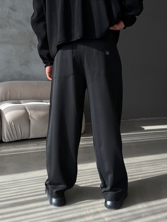 Siyah Gramajlı Kore Kalıp Kumaş Pantalon KN4600
