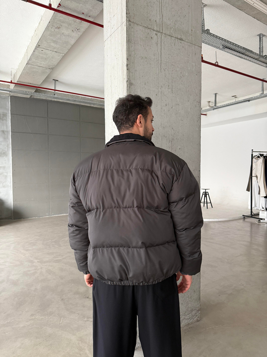 Antrasit Şişme Boyun Kadife Mont LNS 639
