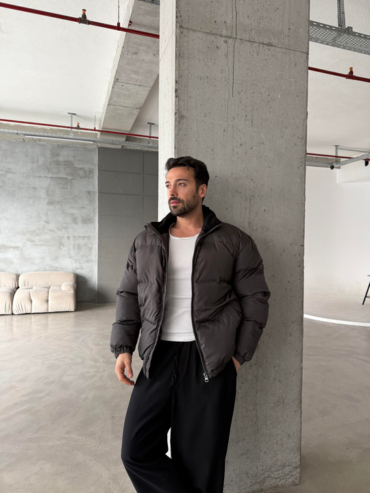 Antrasit Şişme Boyun Kadife Mont LNS 639