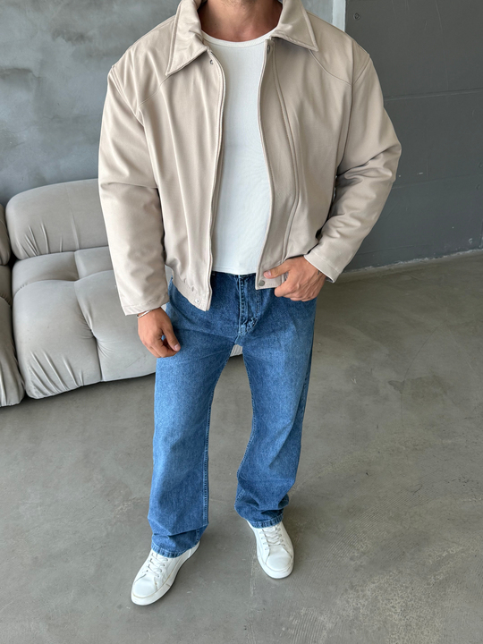 Bej Boxy Lastikli Bomber Dolumlu Kumaş Mont ZG
