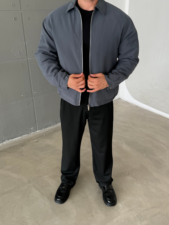 Füme Yakalı Fileto Cepli Gabardin Dolumlu Mont 6340