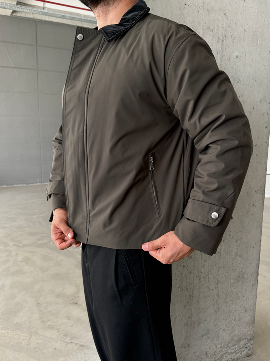 Haki Yakalı Elegant Dolumlu Mont