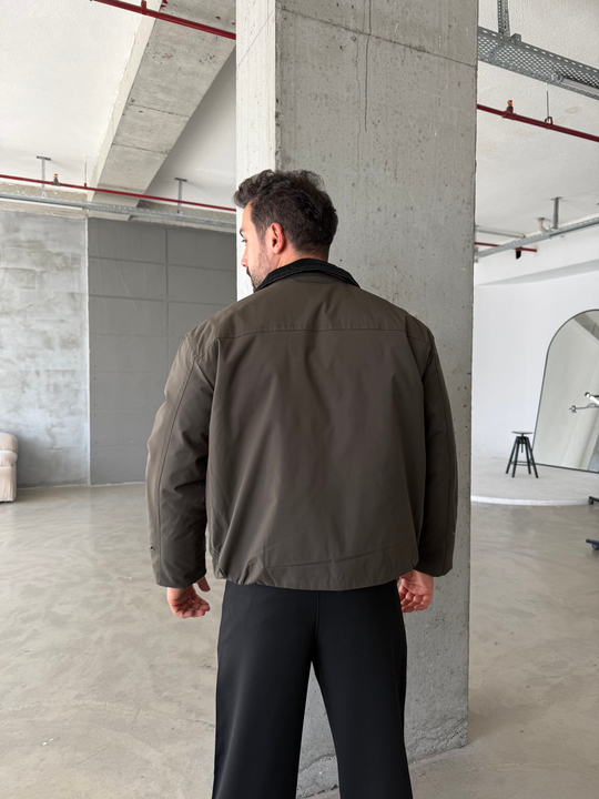 Haki Yakalı Elegant Dolumlu Mont