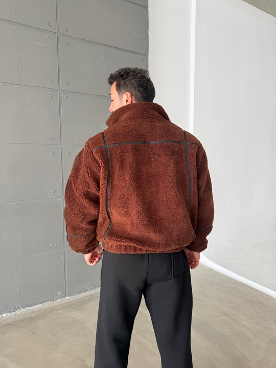 Kahve Astarlı Peluş Mont FP