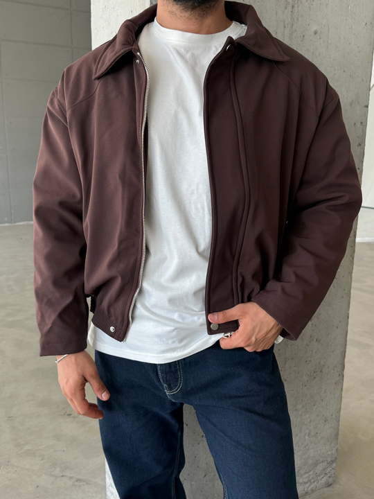 Kahve Boxy Lastikli Bomber Dolumlu Kumaş Mont ZG