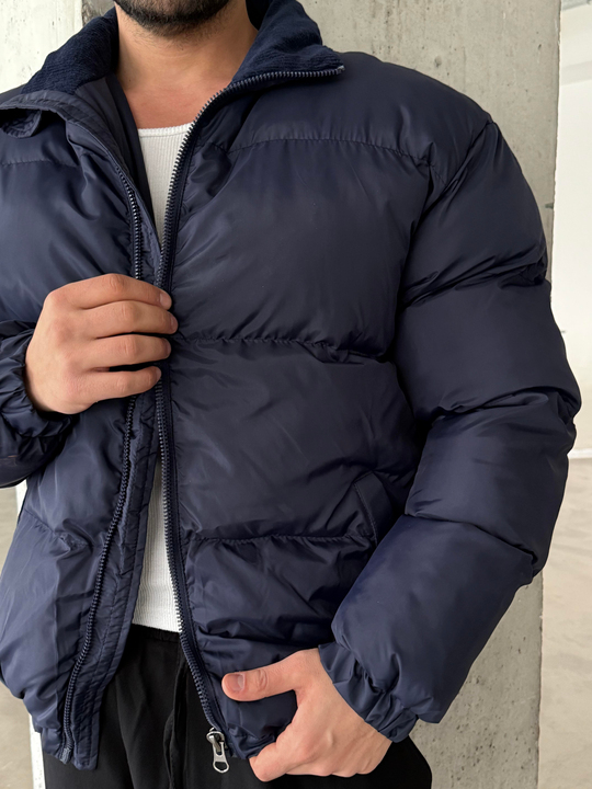 Lacivert Şişme Boyun Kadife Mont LNS 639