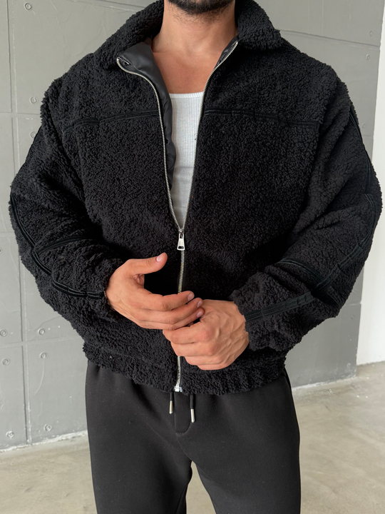 Siyah Astarlı Peluş Mont FP