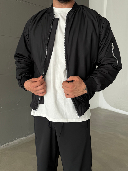 Siyah Bomber Basic Astarlı Mont TB