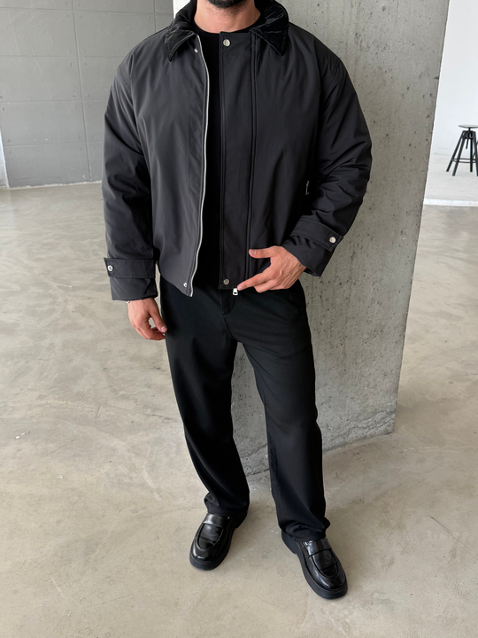 Siyah Yakalı Elegant Dolumlu Mont
