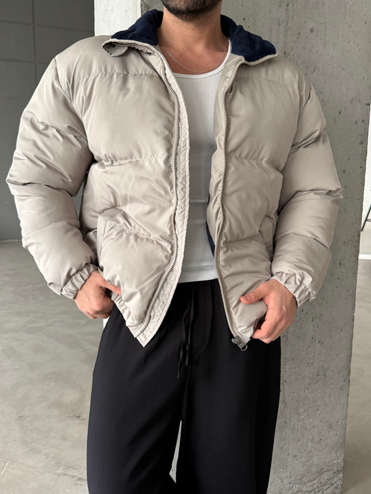Taş Şişme Boyun Kadife Mont LNS 639