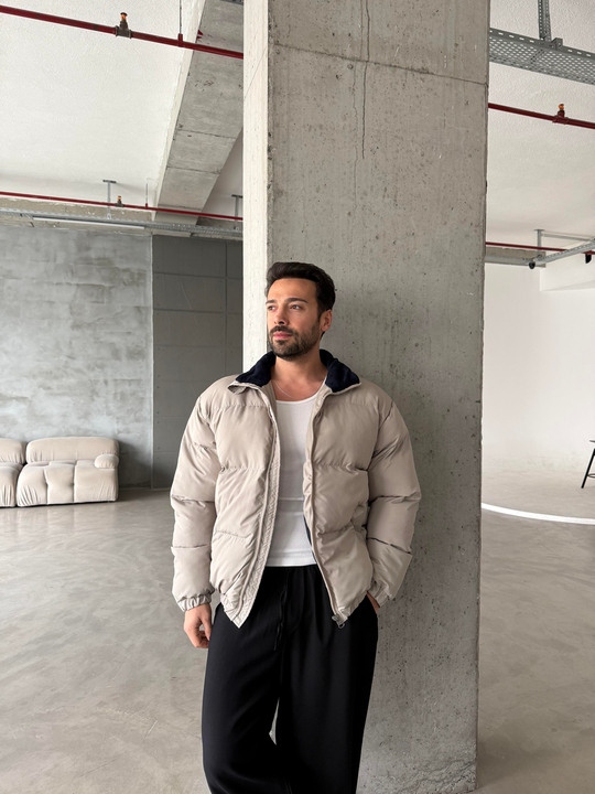 Taş Şişme Boyun Kadife Mont LNS 639