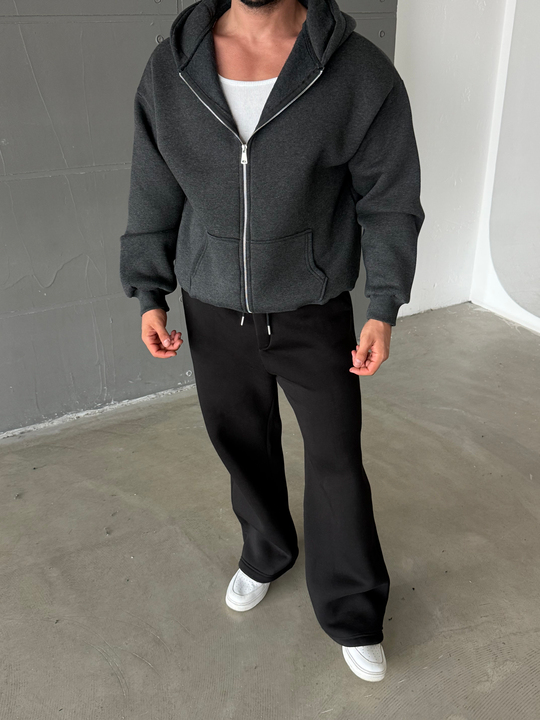 Antrasit SC Core Üç İplik Tam Zip Sweatshirt
