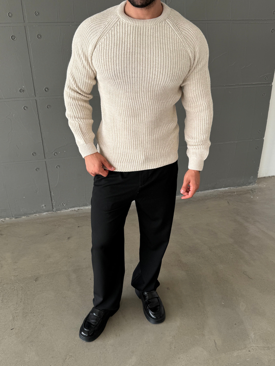 Bej Bisiklet Yaka Basic Reglan Kazak SNZ 7235
