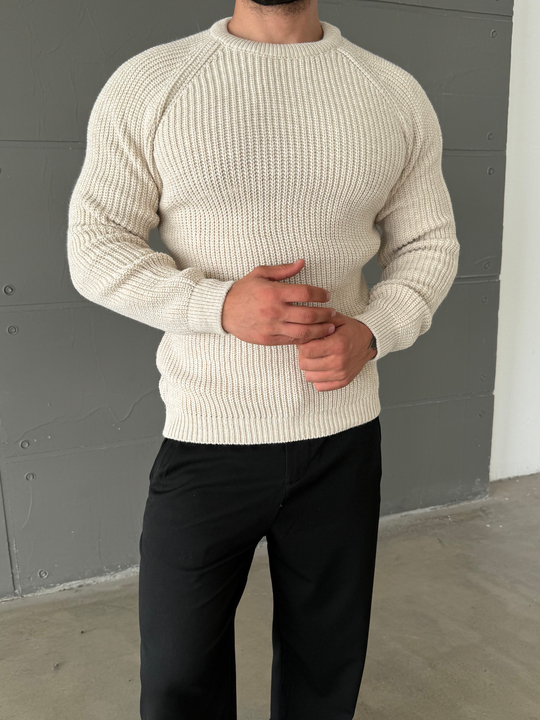Bej Bisiklet Yaka Basic Reglan Kazak SNZ 7235