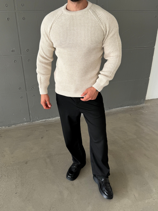 Bej Bisiklet Yaka Basic Reglan Kazak SNZ 7235