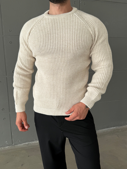 Bej Bisiklet Yaka Basic Reglan Kazak SNZ 7235