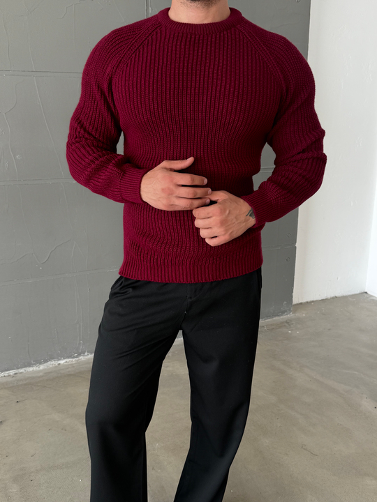 Bordo Bisiklet Yaka Basic Reglan Kazak SNZ 7235
