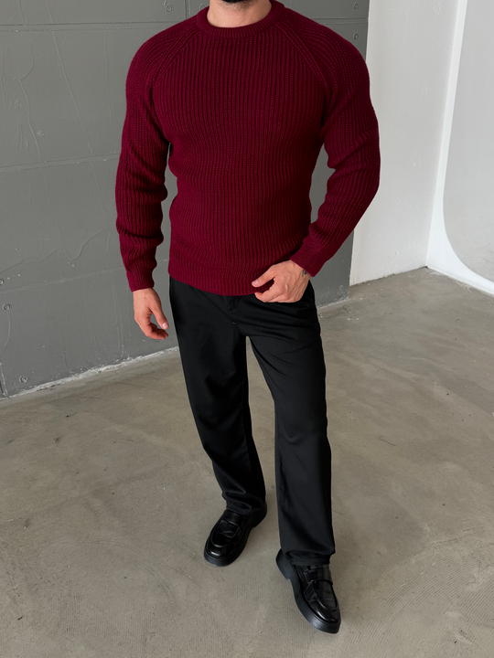 Bordo Bisiklet Yaka Basic Reglan Kazak SNZ 7235