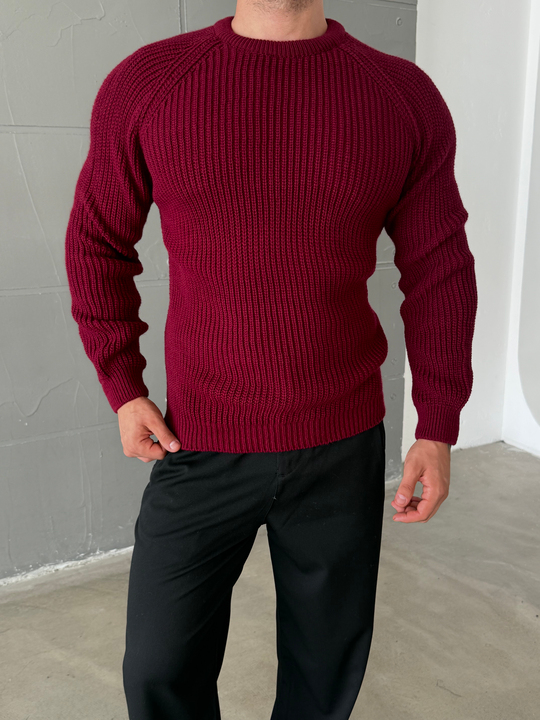 Bordo Bisiklet Yaka Basic Reglan Kazak SNZ 7235