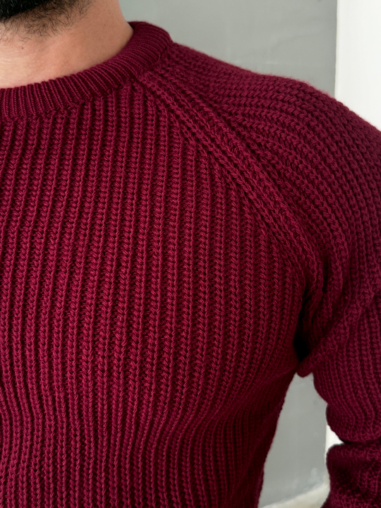 Bordo Bisiklet Yaka Basic Reglan Kazak SNZ 7235