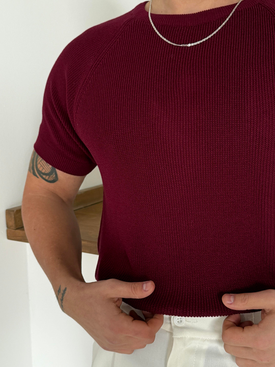 Bordo İtalyan Kol Triko SNZ T7235