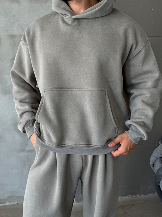 Boyamagri Kangru Yıkamalı Compak Hoodie Boxy Kalıp PLZ 27504