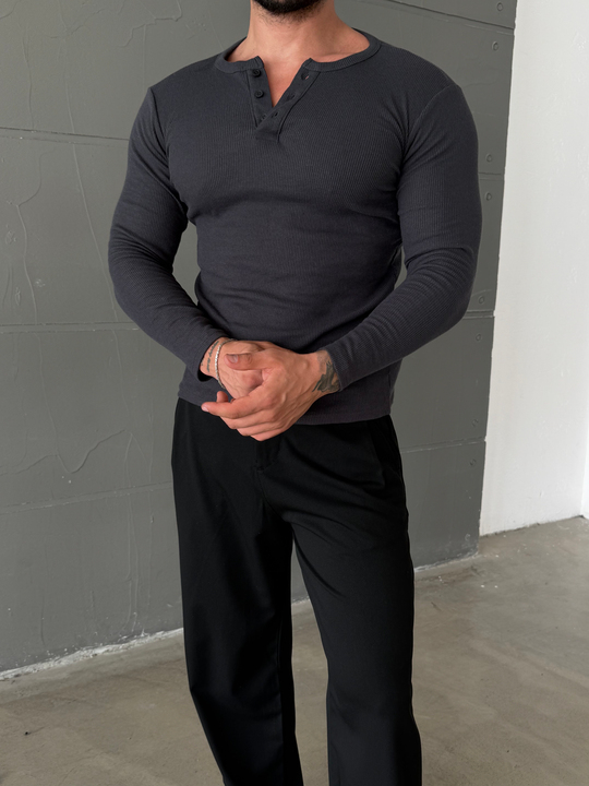 Füme Henley Yaka Uzun Kol SC