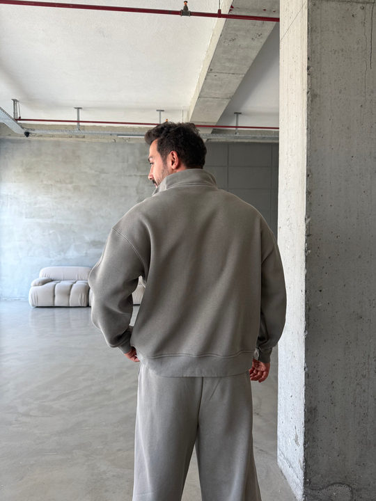 Füme Yıkamalı Yarım Fermuar Sweatshirt PLZ 27027