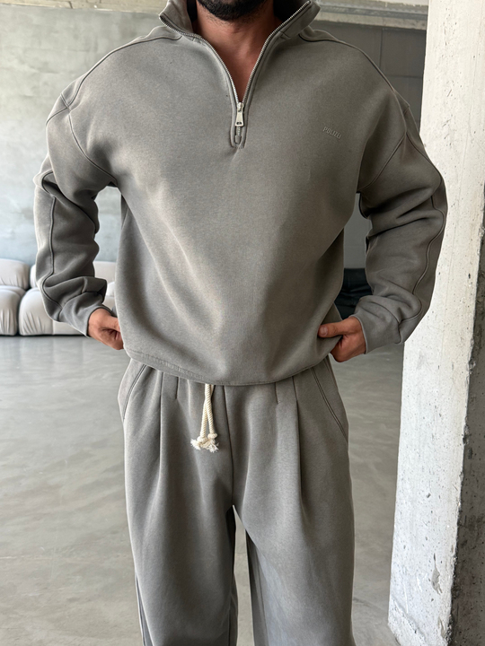 Füme Yıkamalı Yarım Fermuar Sweatshirt PLZ 27027