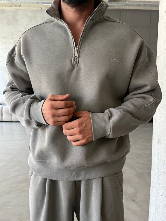Füme Yıkamalı Yarım Fermuar Sweatshirt PLZ 27027
