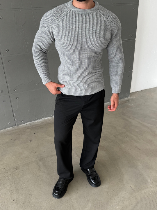 Gri Bisiklet Yaka Basic Reglan Kazak SNZ 7235