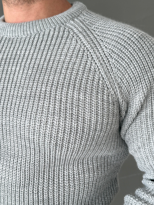Gri Bisiklet Yaka Basic Reglan Kazak SNZ 7235