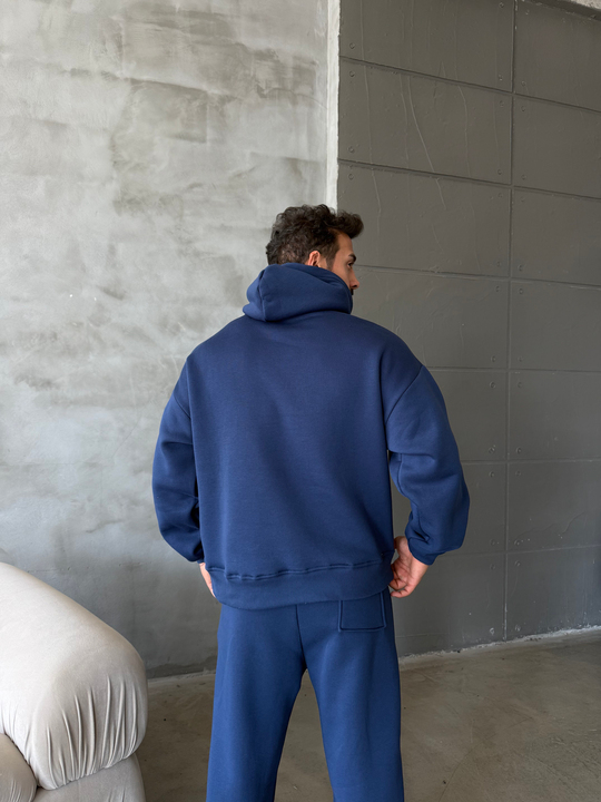 İndigo SC Core Üç İplik Kapüşonlu Hoodie