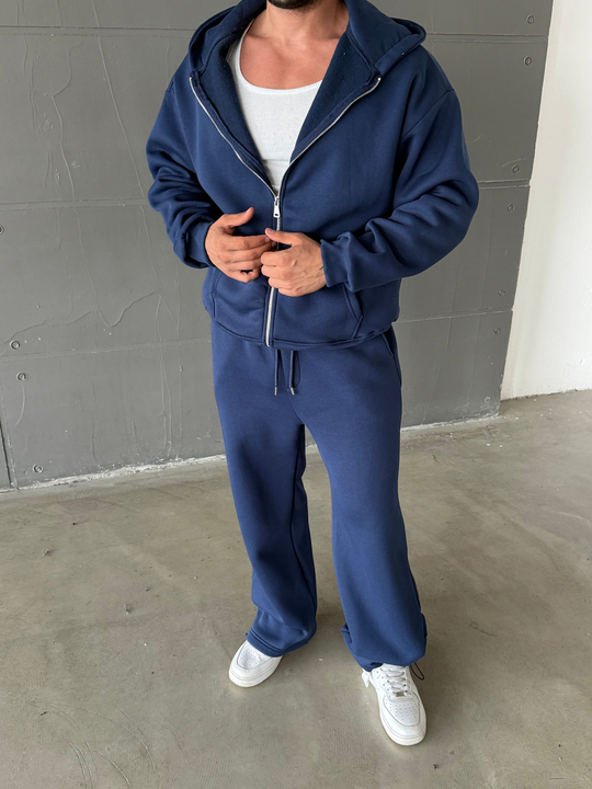 İndigo SC Core Üç İplik Tam Zip Sweatshirt