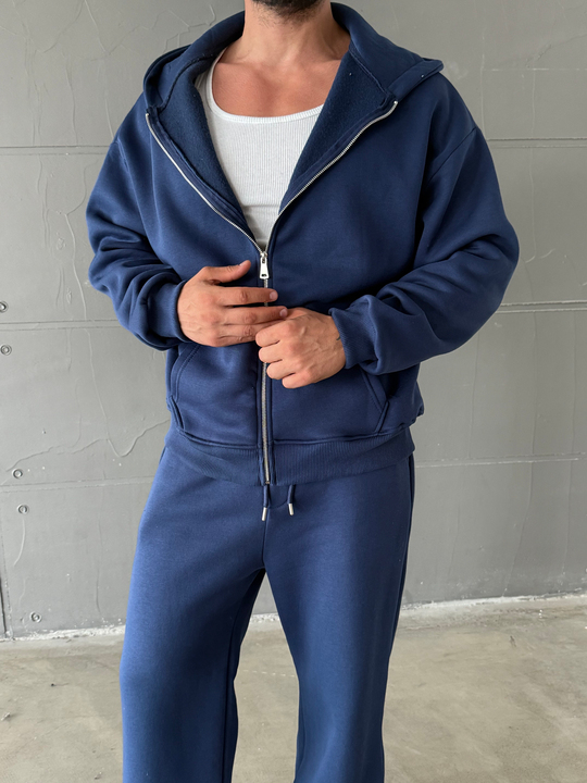 İndigo SC Core Üç İplik Tam Zip Sweatshirt