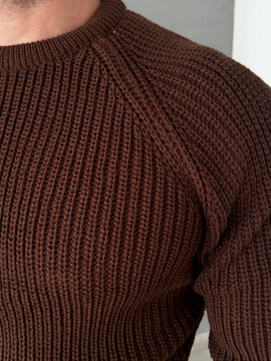 Kahve Bisiklet Yaka Basic Reglan Kazak SNZ 7235