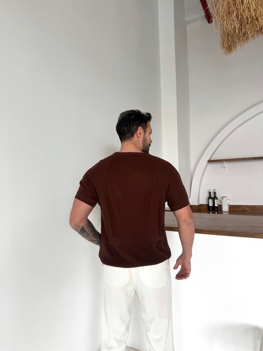 Kahve İtalyan Kol Triko SNZ T7235