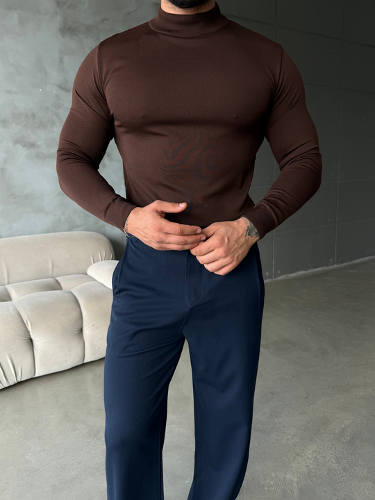 Kahve Yarım Balıkçıl Triko KNG