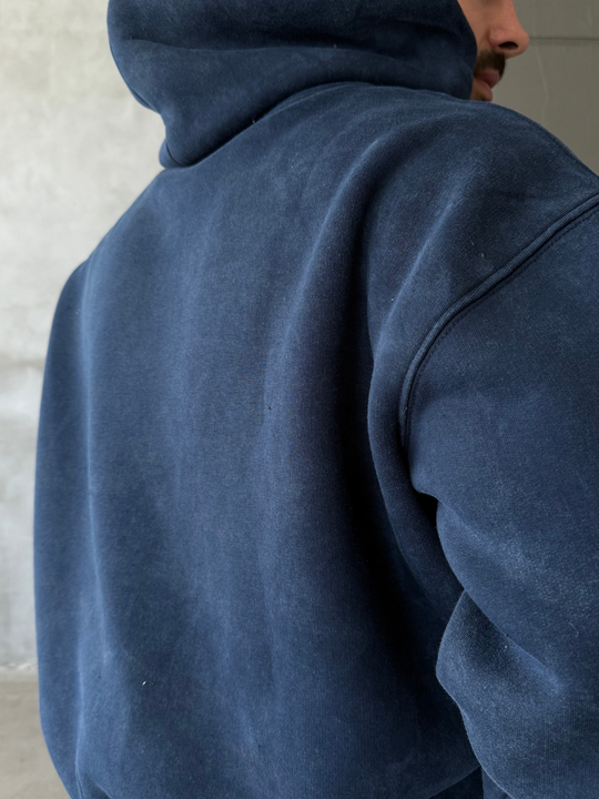 Lacivert Kangru Yıkamalı Compak Hoodie Boxy Kalıp PLZ 27504