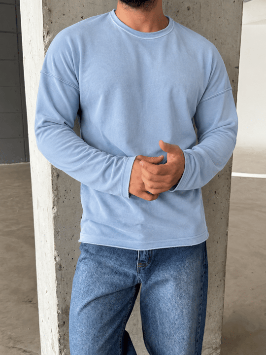 Bebemavi Yıkamalı Bisiklet Yaka İki İplik Sweatshirt KN 5751