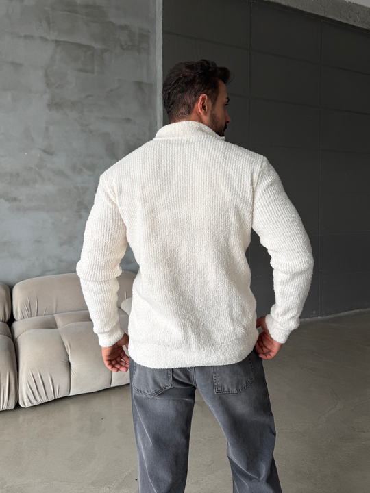 Bej Teddy Tam Zip Hırka AU