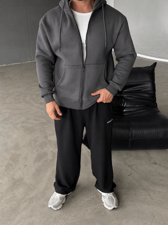 Boyamagri Fermuarlı Kapşonlu 3 İplik Hoodie Model 16