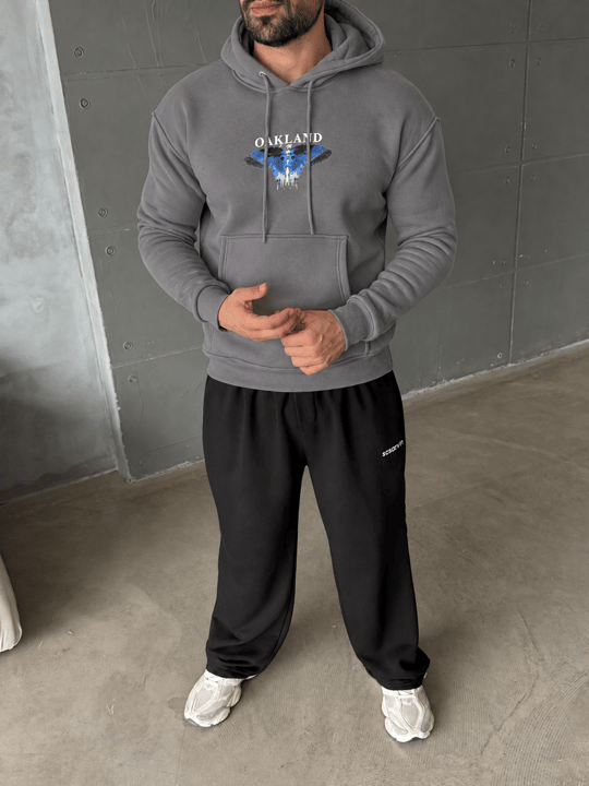 Boyamagri Kangru Kapşonlu Butterfly 3 İplik Hoodie Model 10