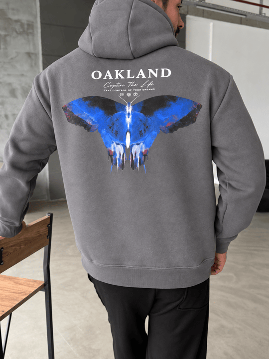 Boyamagri Kangru Kapşonlu Butterfly 3 İplik Hoodie Model 10