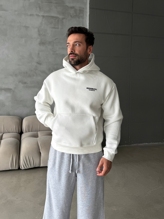 Ekru Abso Baskılı Boxy Fit 3 İplik Sweatshirt RSP 5010